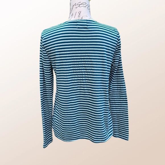 T.la striped -580 top hip tie long sleeve‎ green Small - Picture 4 of 7